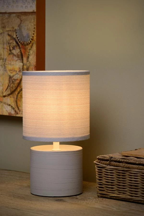 Lucide GREASBY - Lampe de table - Ø 14 cm - 1xE14 - Gris - ambiance 1